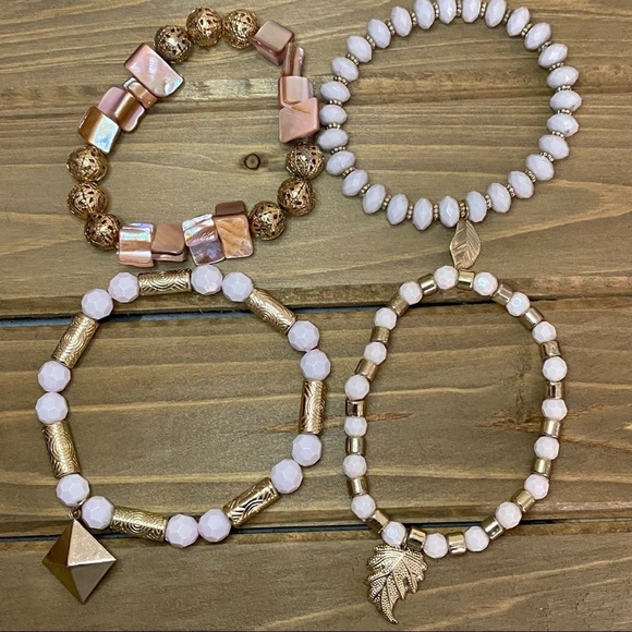 4 Piece Stackable Stretchy Bracelets - Picture 4 of 4